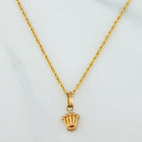 Set Rope Chain + Pendant Crown / 1.35gr / 19 3/4 in Yellow Gold 18K
