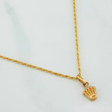 Set Rope Chain + Pendant Crown / 1.35gr / 19 3/4 in Yellow Gold 18K