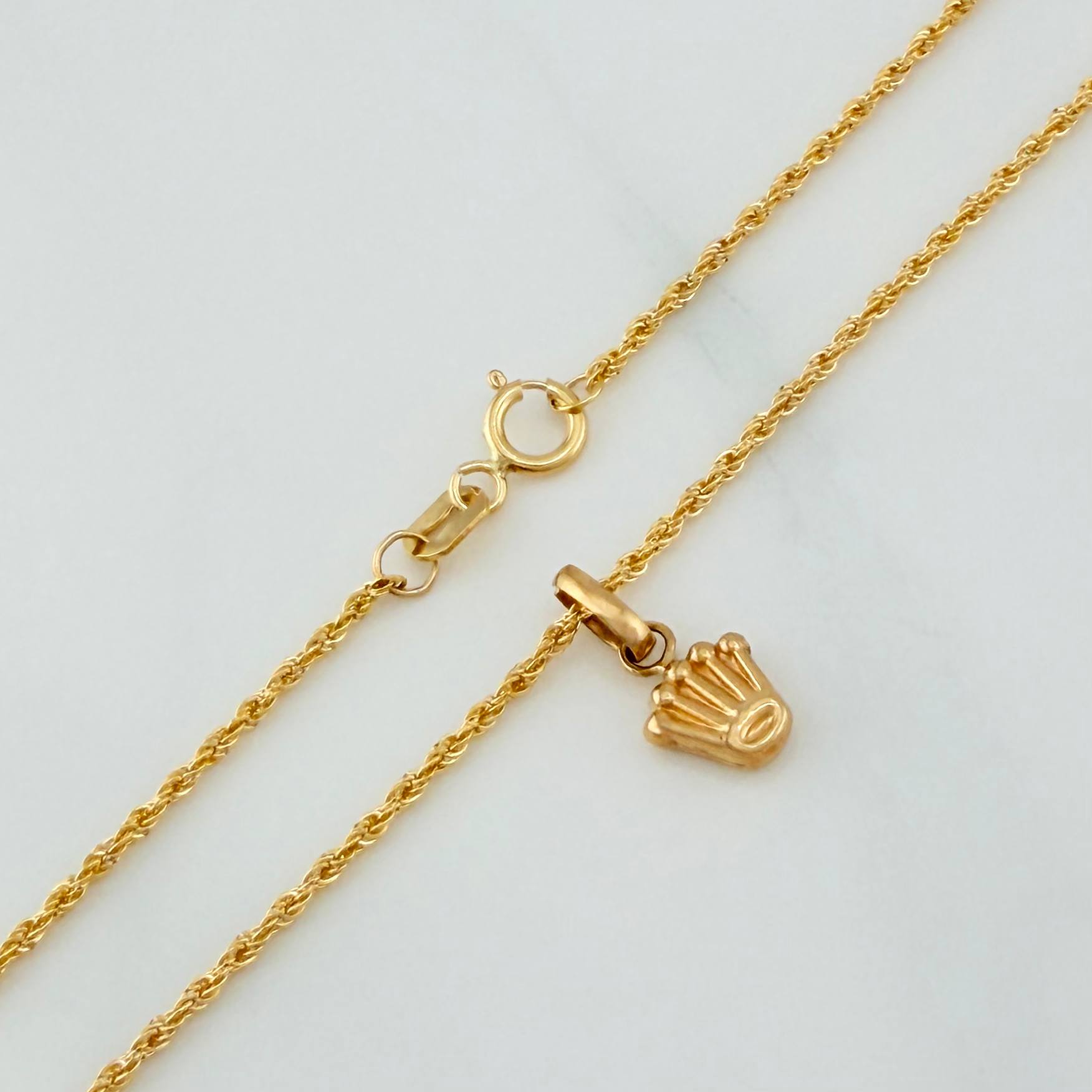 Set Rope Chain + Pendant Crown / 1.35gr / 19 3/4 in Yellow Gold 18K