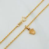 Set Rope Chain + Pendant Crown / 1.35gr / 19 3/4 in Yellow Gold 18K