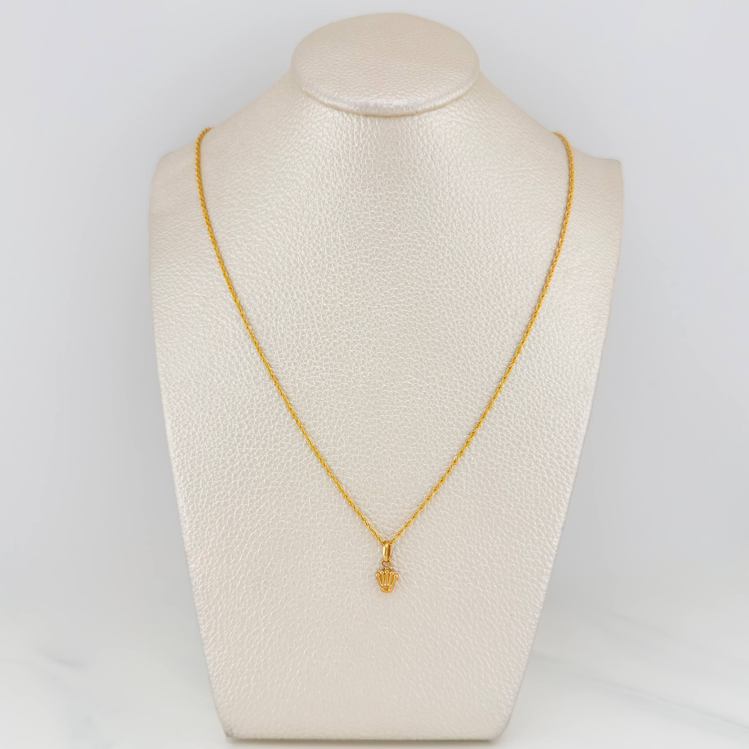 Set Rope Chain + Pendant Crown / 1.35gr / 19 3/4 in Yellow Gold 18K