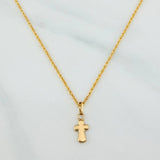 Set Rope Chain + Pendant Cross / 1.3gr / 19 1/2 in Yellow Gold 18K