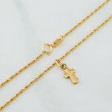 Set Rope Chain + Pendant Cross / 1.3gr / 19 1/2 in Yellow Gold 18K