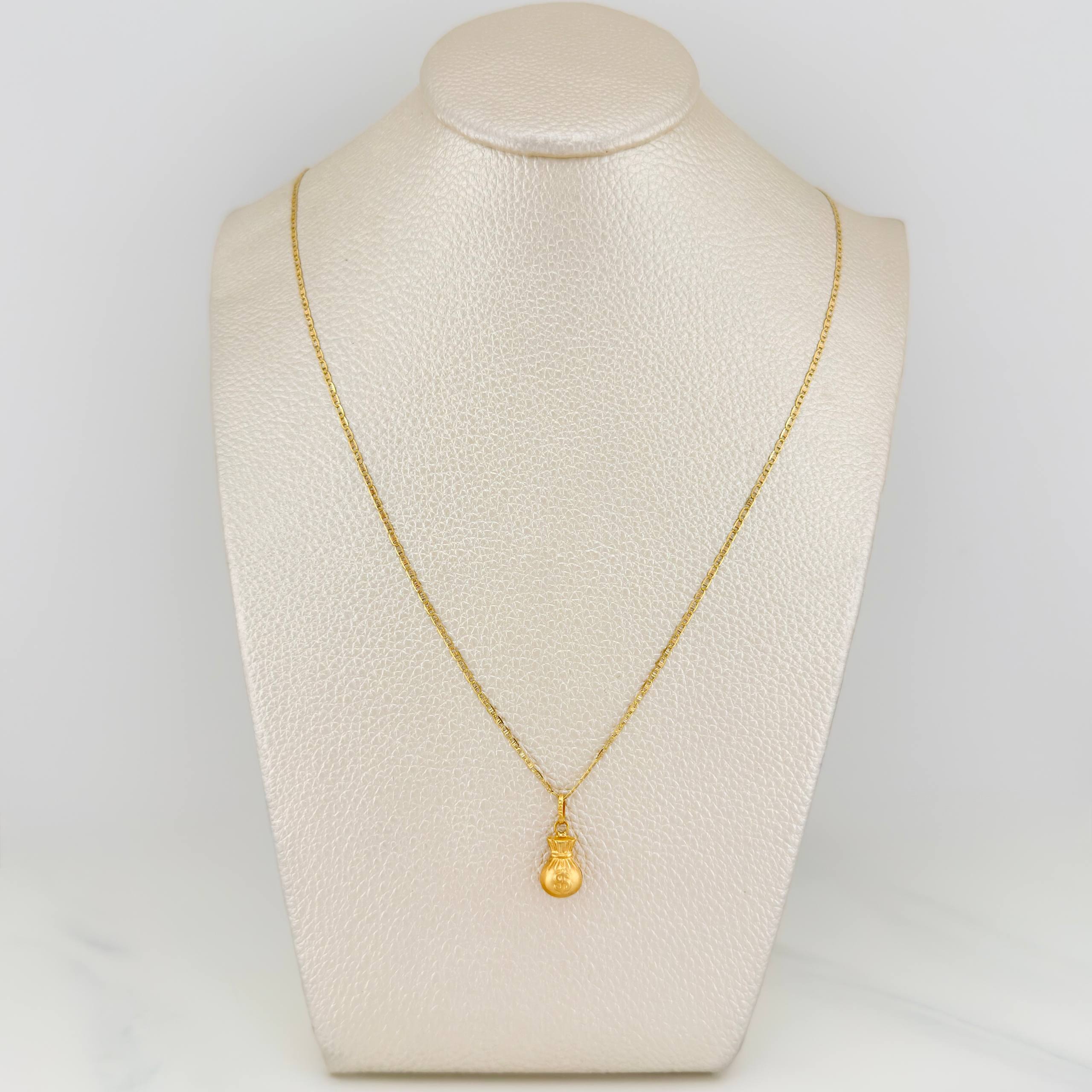 Set Flat Mariner Chain + Money Bag Pendant / 2.1gr / 19 3/4 in Three-Tone 18K Gold