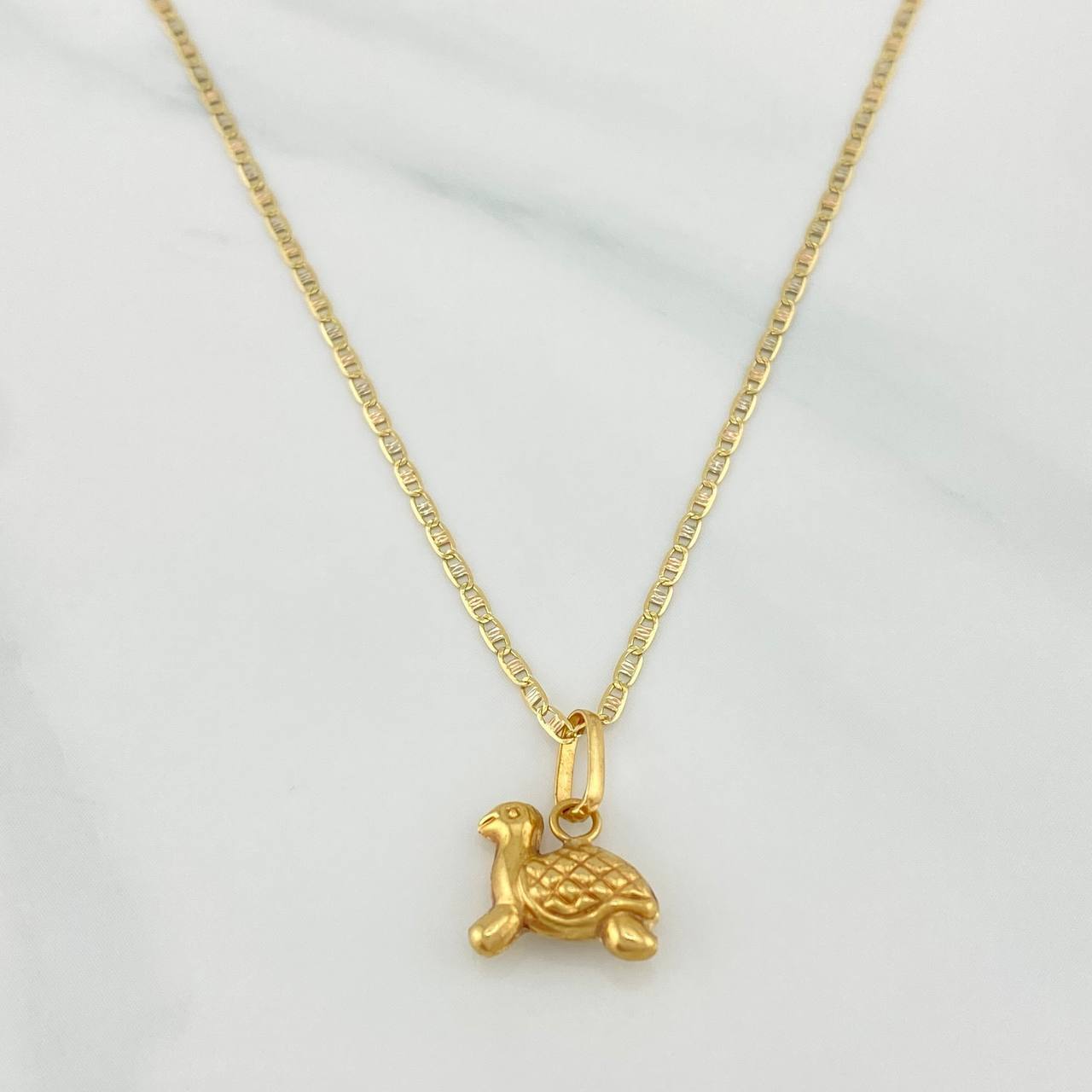 Flat Mariner Chain Set + Turtle Pendant / 2.2gr / 19 3/4 in Three Colors 18K
