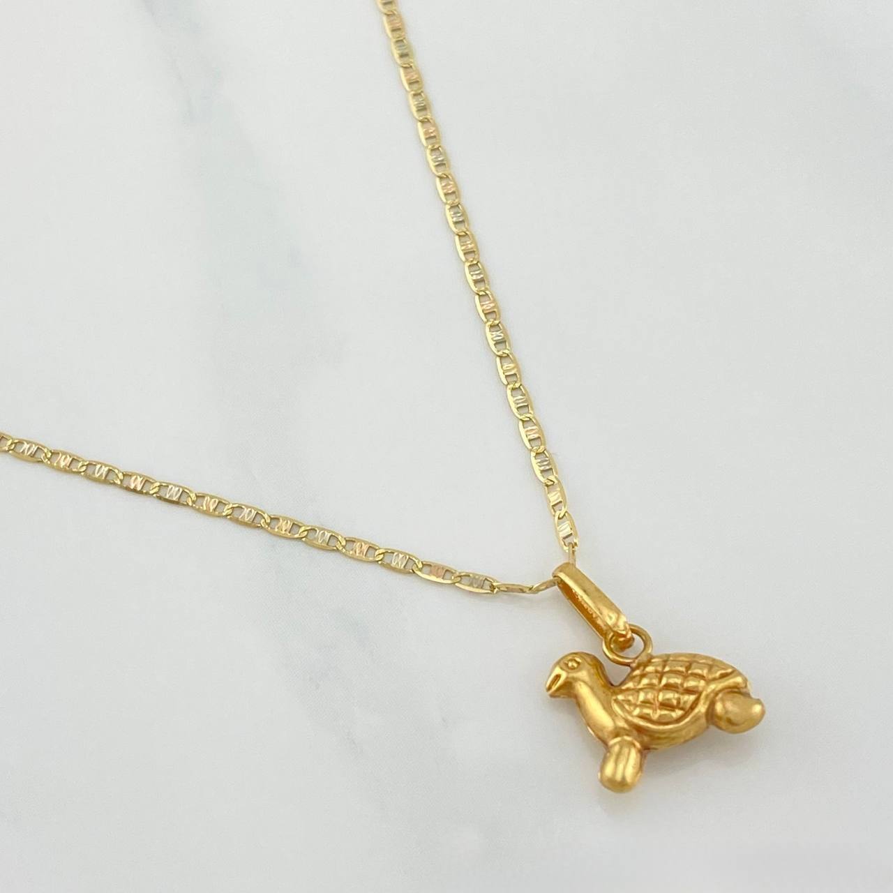 Flat Mariner Chain Set + Turtle Pendant / 2.2gr / 19 3/4 in Three Colors 18K