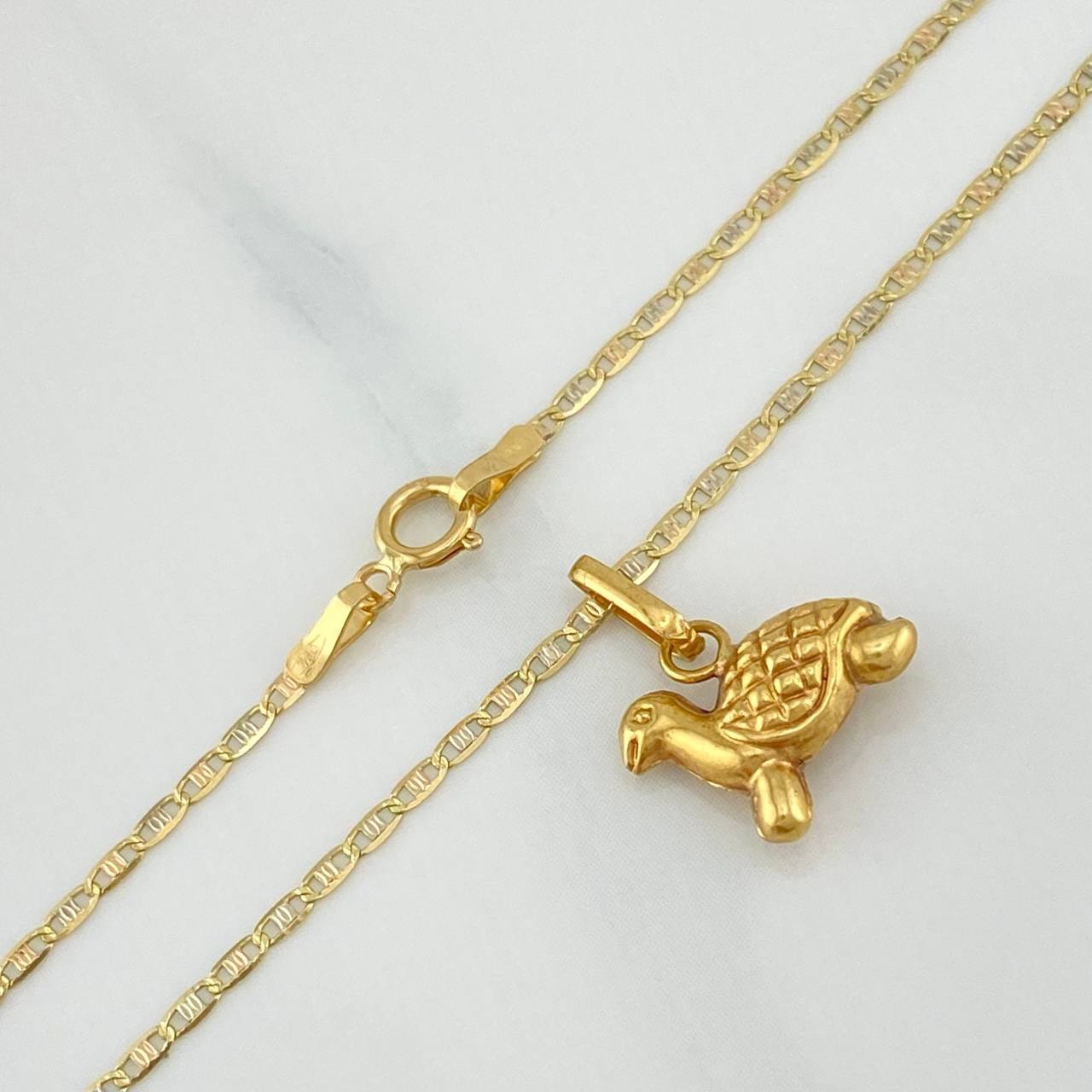 Flat Mariner Chain Set + Turtle Pendant / 2.2gr / 19 3/4 in Three Colors 18K