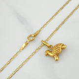 Flat Mariner Chain Set + Turtle Pendant / 2.2gr / 19 3/4 in Three Colors 18K