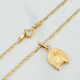 Set Flat Mariner Chain + Horse Shoe Pendant / 2.15gr / 19 3/4 in Three Golds 18K