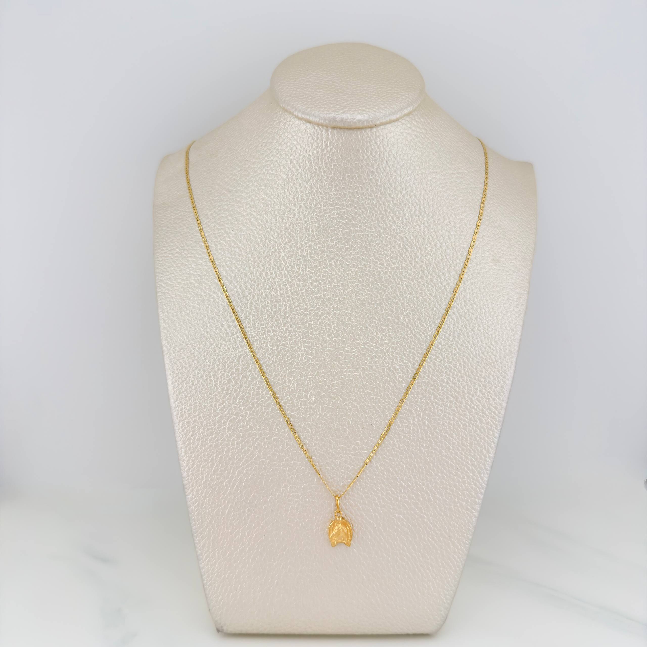 Set Flat Mariner Chain + Horse Shoe Pendant / 2.15gr / 19 3/4 in Three Golds 18K