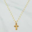 Set Mirror Flower Chain + Pendant Cross Christ / 1.35gr / 18 in Yellow Gold 18K