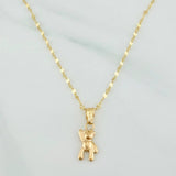 Set Mirror Flower Chain + Pendant Bear / 1.35gr / 17 1/4 in 18K Yellow Gold