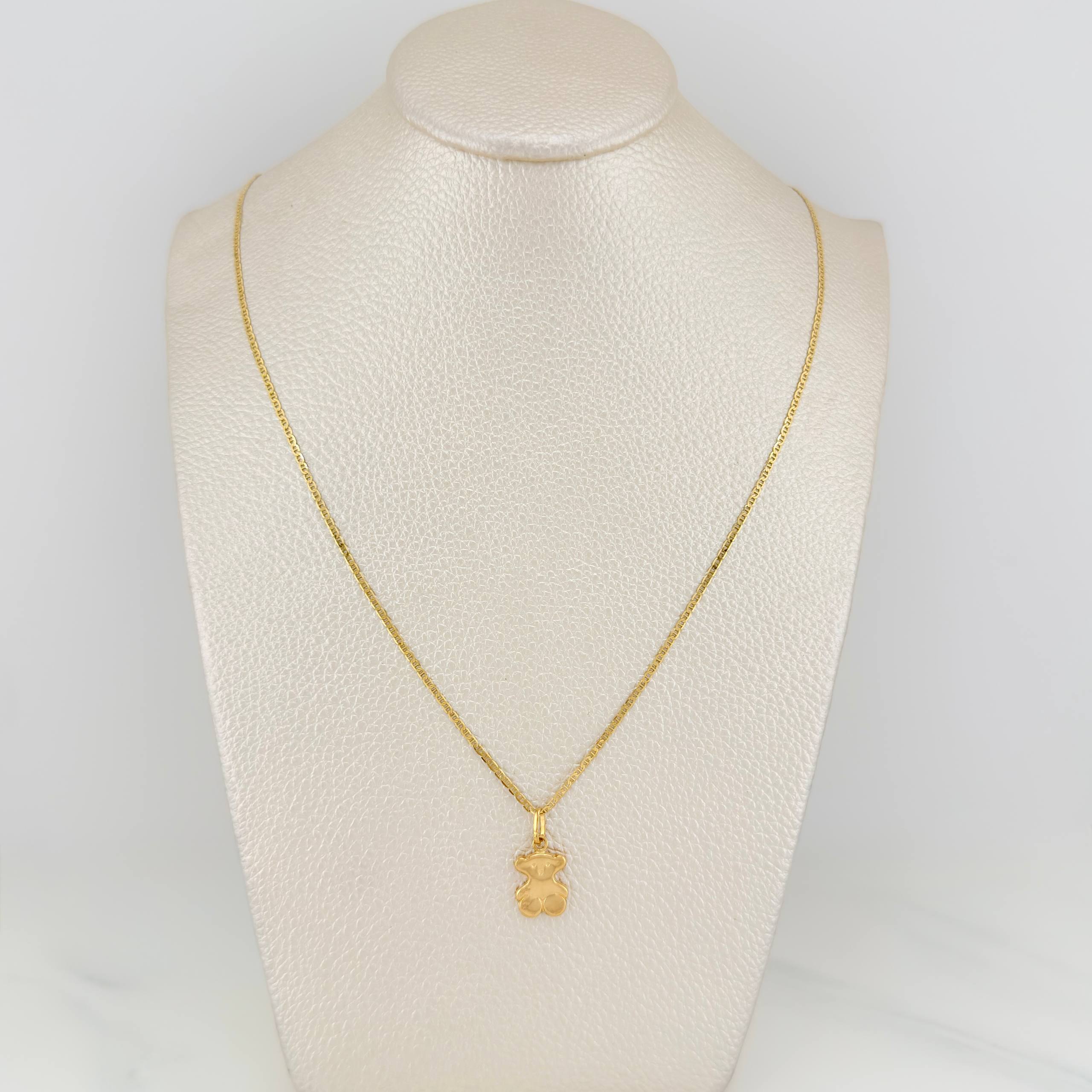 Set Flat Mariner Chain + Pendant Bear Ts / 2.6gr / 19 3/4 in Yellow Gold 18K