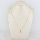 Mirror Flower Chain Set + Heart Pendant / 1.05gr / 17 3/4 in Three Golds 18K