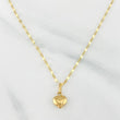 Set Mirror Flower Chain + Heart Pendant / 1.25gr / 17 3/4 in 18K Yellow Gold