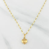 Set Mirror Flower Chain + Heart Pendant / 1.25gr / 17 3/4 in 18K Yellow Gold