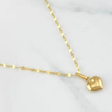 Set Mirror Flower Chain + Heart Pendant / 1.25gr / 17 3/4 in 18K Yellow Gold