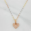 Mirror Flower Chain Set + Heart Pendant / 1.95gr / 17 3/4 in Three 18K Golds