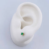 Stud Earrings Four Claws 0.9gr / Emerald 25 Pts 18K Yellow Gold (Jewel) &