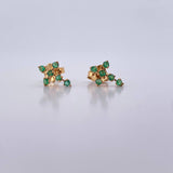 Stud Earrings Cross 0.95gr / Emeralds 18 Pts 18K Yellow Gold (Jewel) &