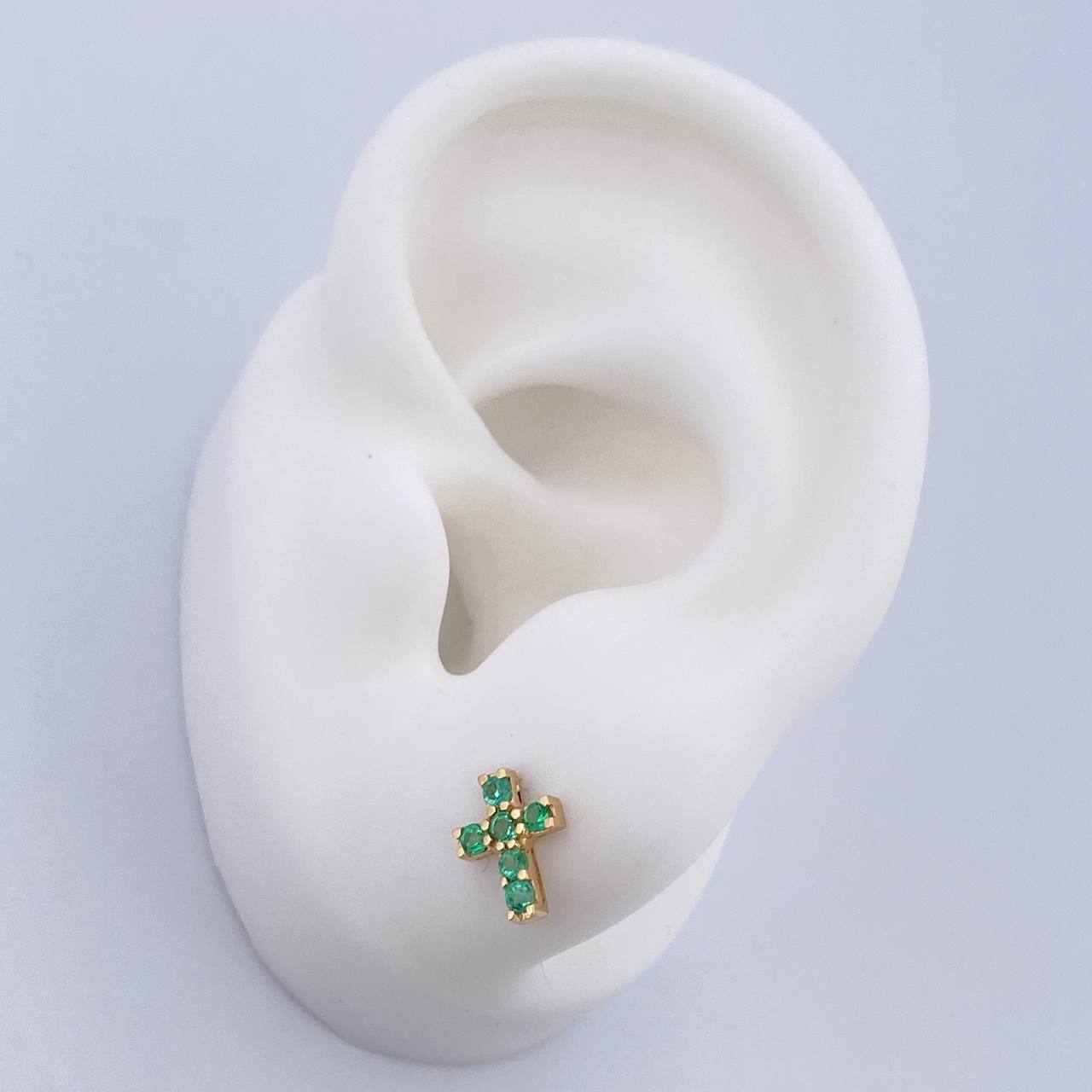 Stud Earrings Cruz 1.15gr / Emerald 25 Pts 18K Yellow Gold (Jewel) &