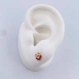 Topos Silueta Corazon Doble 0.95gr / Rubys 15 Pts Oro Amarillo 18K (Joya) &