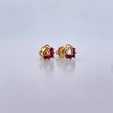 Topos Silueta Corazon Doble 0.95gr / Rubys 15 Pts Oro Amarillo 18K (Joya) &