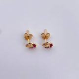 Topos Silueta Corazon Doble 0.95gr / Rubys 15 Pts Oro Amarillo 18K (Joya) &