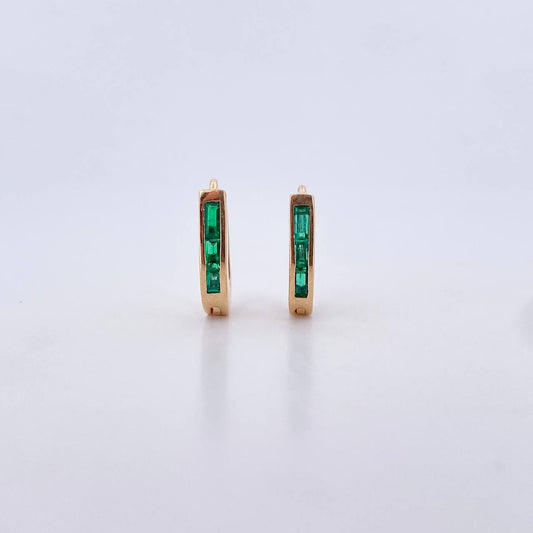 Candongas Bicel 2.65gr / Esmeralda 40 Pts Oro Amarillo 18K (Joya) &