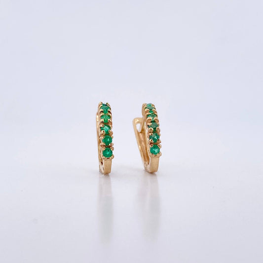 Candongas Tupidas 2.05gr / Esmeralda 20 Pts Oro Amarillo 18K (Joya) &