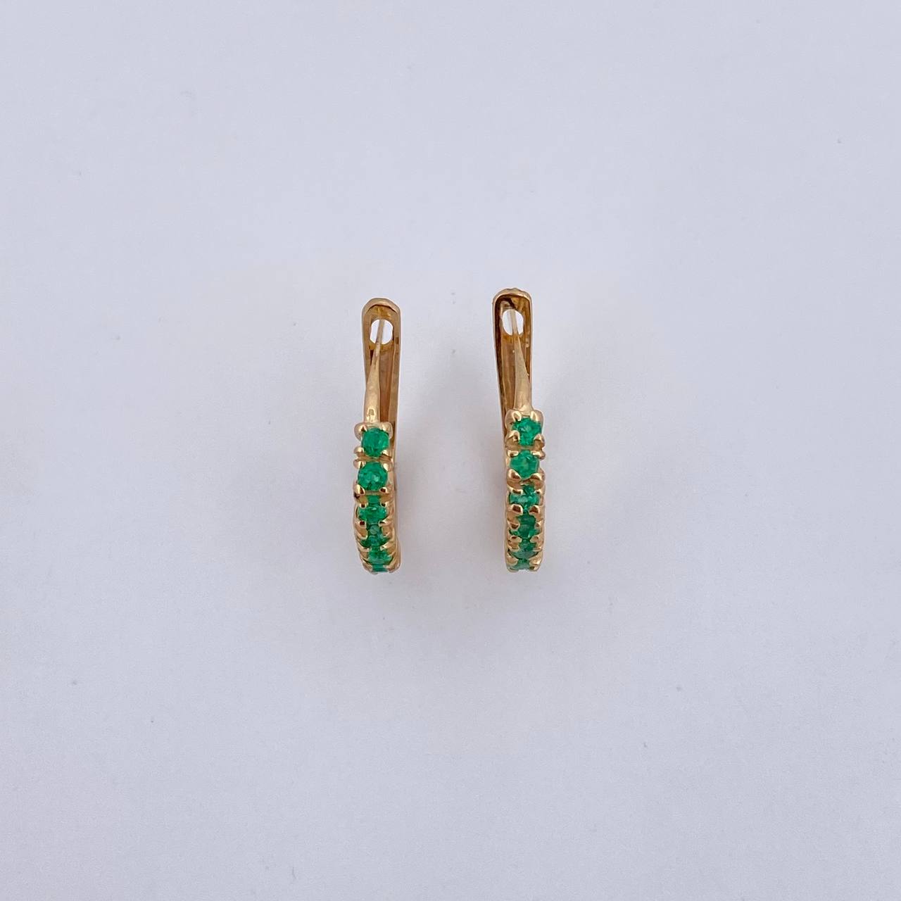 Candongas Tupidas 2.05gr / Esmeralda 20 Pts Oro Amarillo 18K (Joya) &