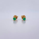 Stud Earrings Four Claws 0.9gr / Emerald 25 Pts 18K Yellow Gold (Jewel) &