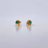 Topos Cuatro Garras 0.85gr / Esmeralda 12 Pts Oro Amarillo 18K (Joya) &