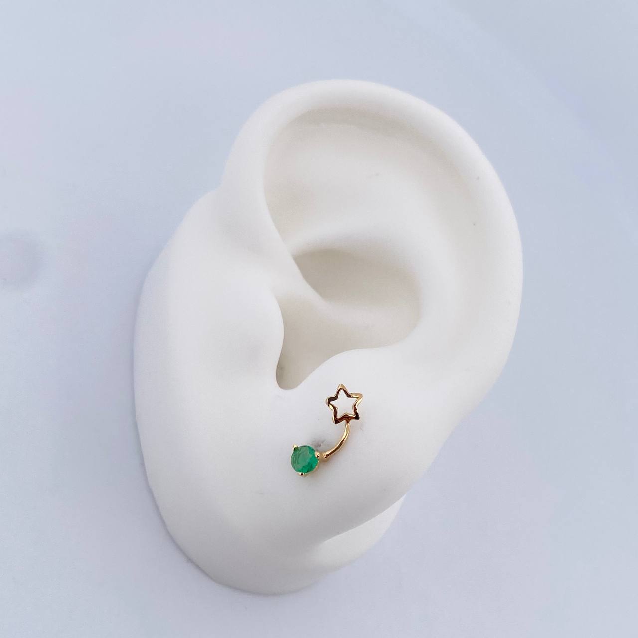 Topos Luna Y Estrella 0.85gr / Esmeralda 21 Pts Oro Amarillo 18K (Joya) &