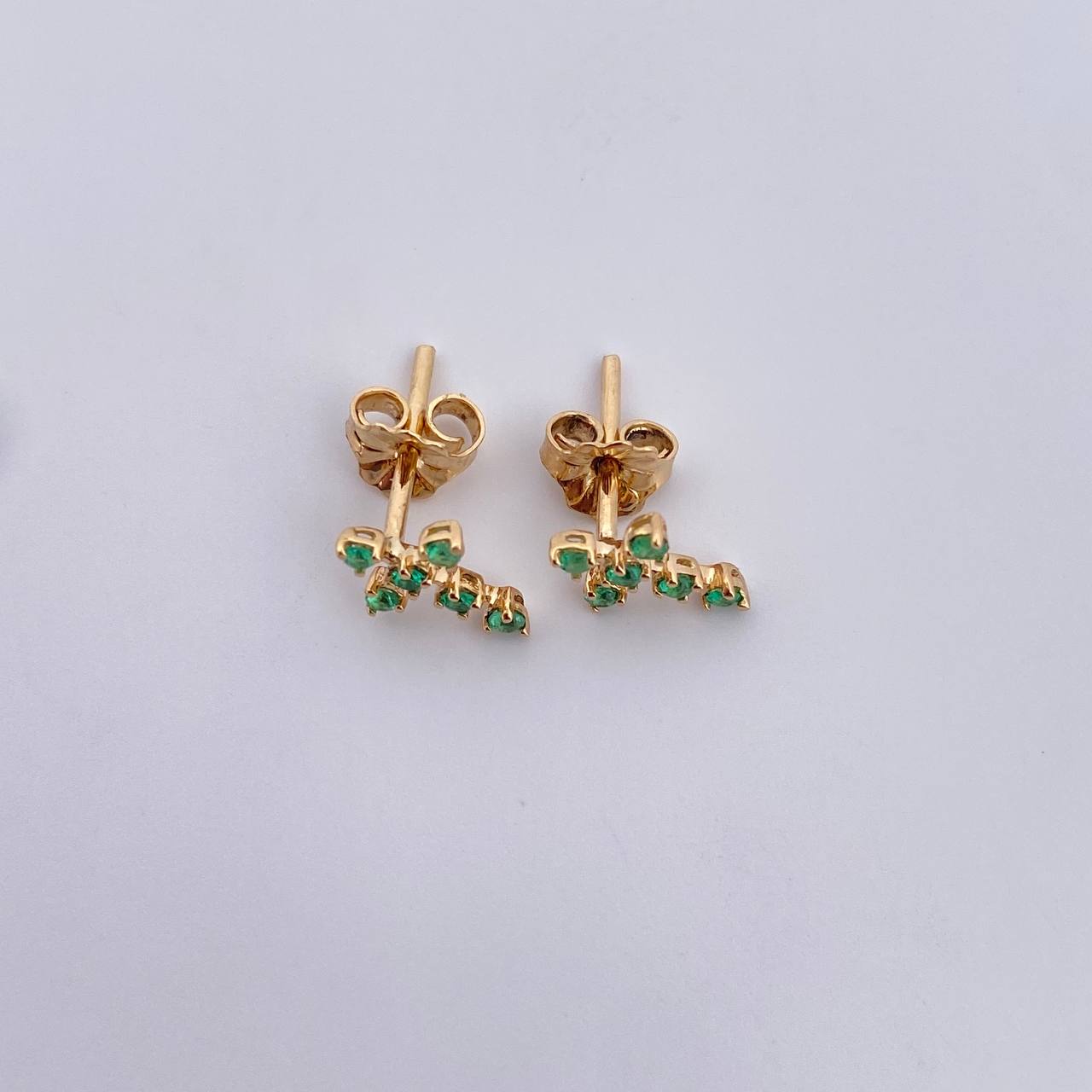 Stud Earrings Cross 0.95gr / Emeralds 18 Pts 18K Yellow Gold (Jewel) &