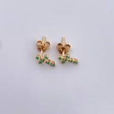 Stud Earrings Cross 0.95gr / Emeralds 18 Pts 18K Yellow Gold (Jewel) &
