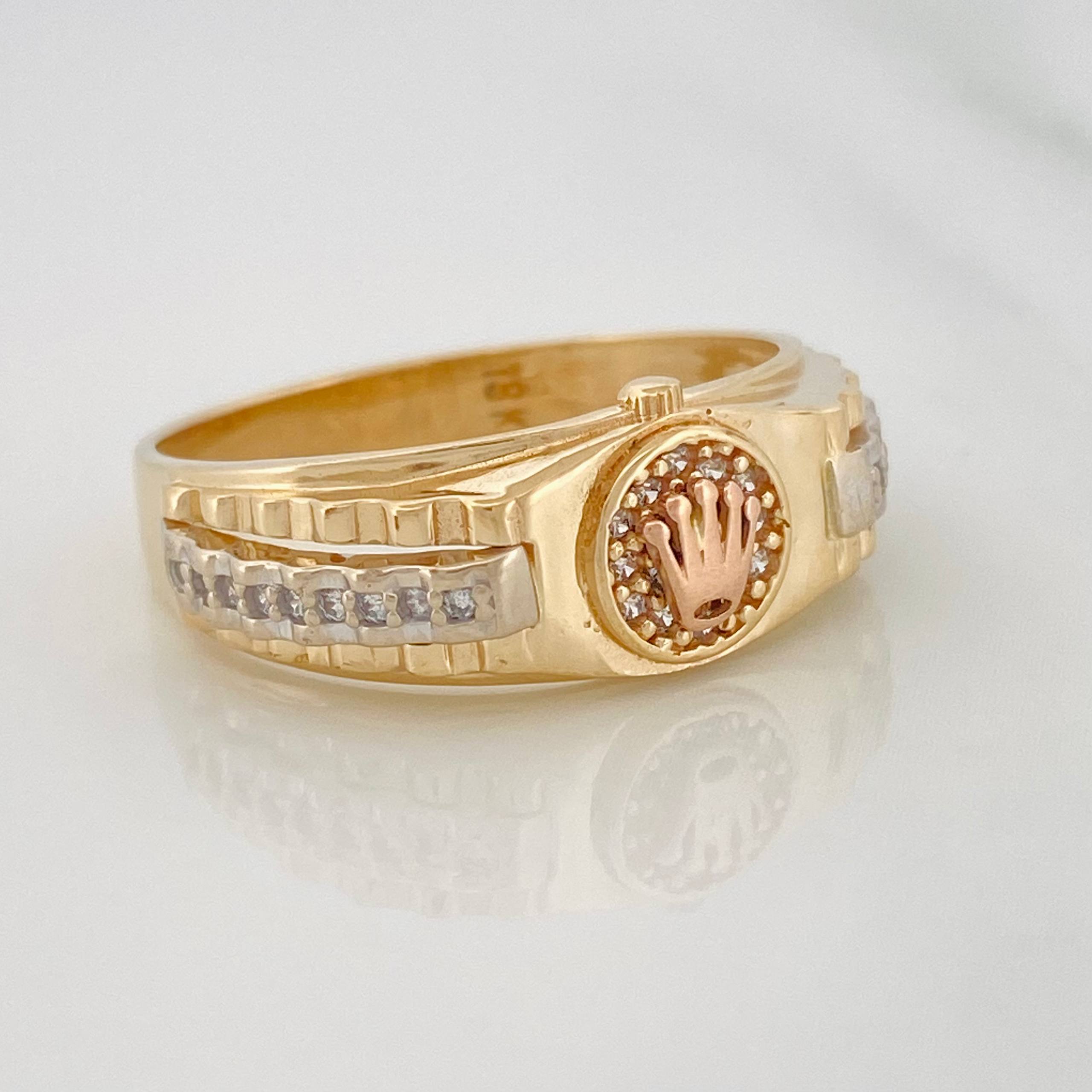 Heart Band Ring 4.7g / Size 8 1/2 Three Golds 18K
