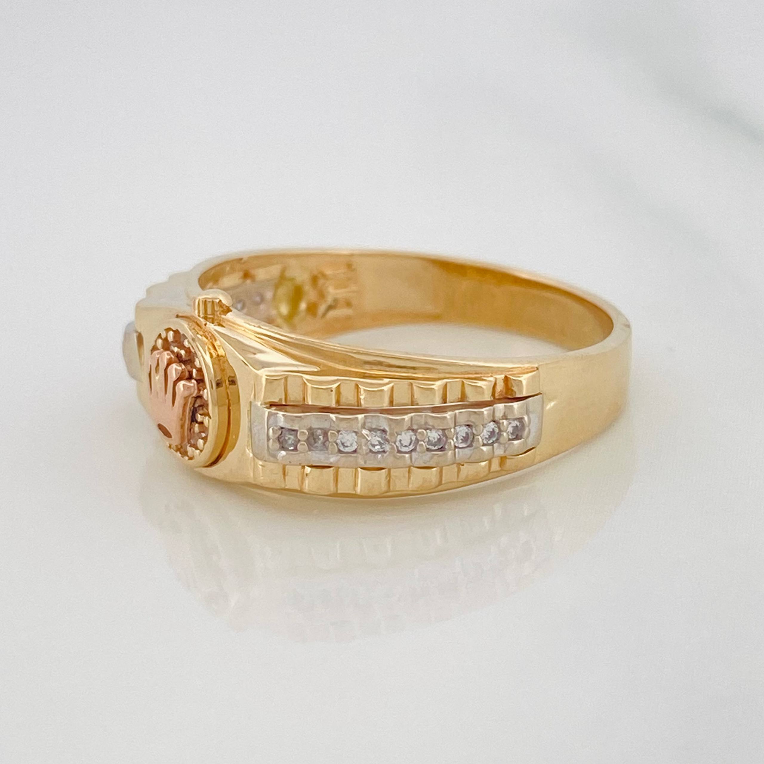 Heart Band Ring 4.7g / Size 8 1/2 Three Golds 18K