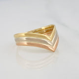 Three-Line Ring 3.8g / Size 9 1/2 Three Golds 18K