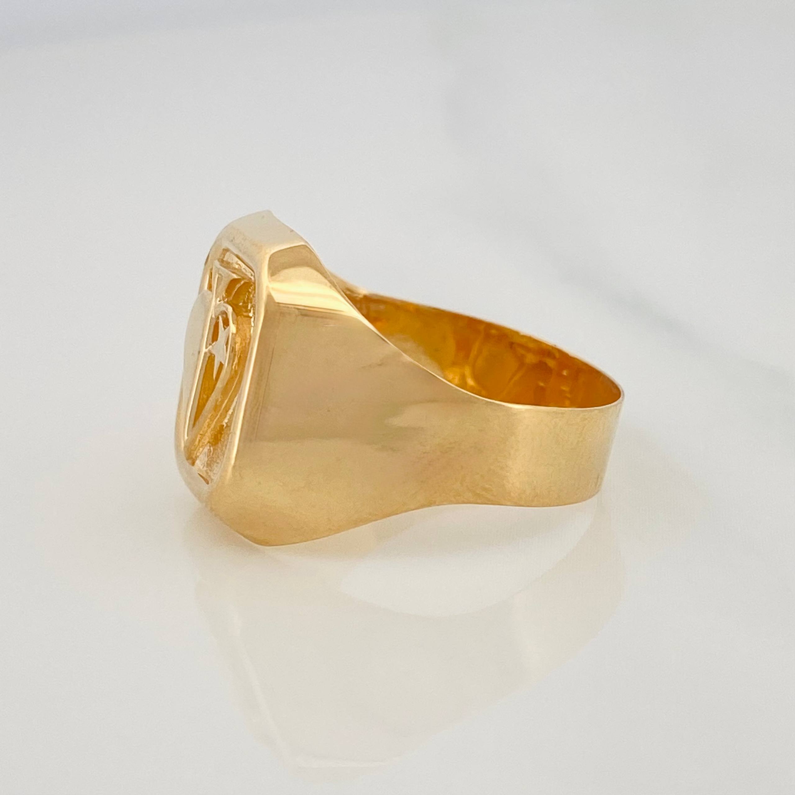 Heart Signet Ring 3.7g / T9 3/4 Yellow Gold 18K