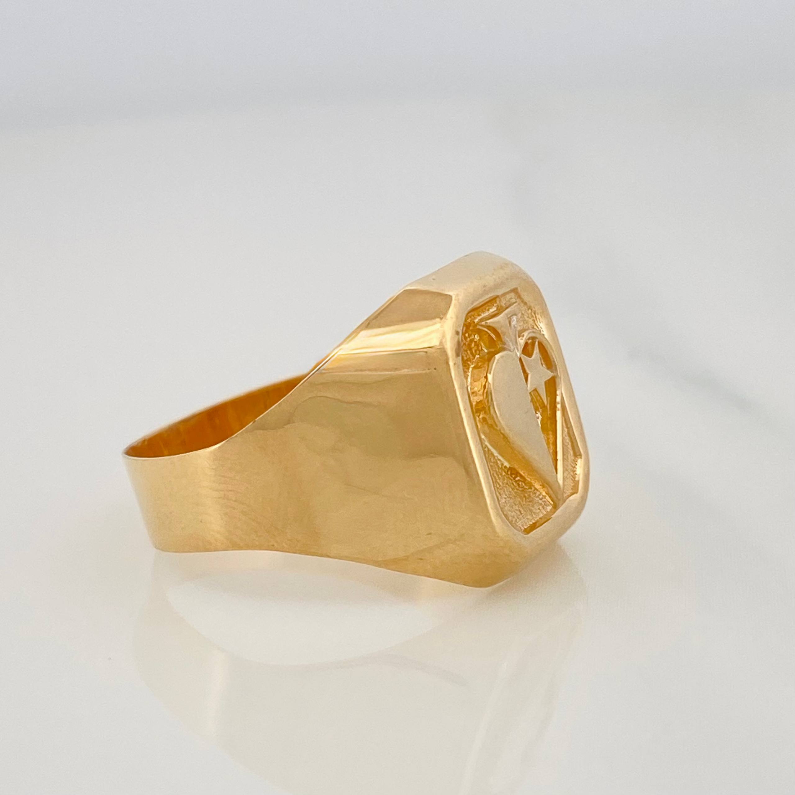 Heart Signet Ring 3.7g / T9 3/4 Yellow Gold 18K