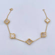 Pulso Trebol VCyA Aro Seguido 6.35gr / 18.8cm / 1.5mm Nacar Blanco Oro Amarillo  18K &