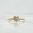 Heart Stitched Ring 1.7gr / Size 7 1/2 / White Zircons 18K Yellow Gold *