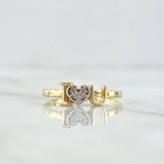 Anillo I Love You 1.9gr / T6 / Circones Blancos Oro Amarillo 18K