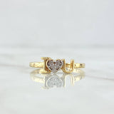 I Love You Ring 1.9gr / Size 6 / White Zircons 18K Yellow Gold