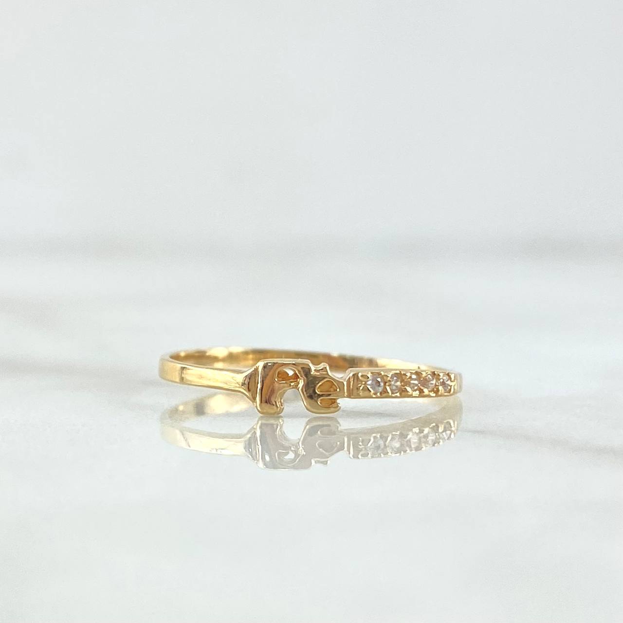 Ring Fe 1.65gr / T6 1/4 / White Zircons 18K Yellow Gold