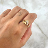 Love Heart Ring 3.05gr / Size 7 1/2 / White Zircons 18K Yellow Gold