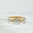 Diamond Patterned Ring 2.55gr / Size 6 3/4 / White Zircons Two-tone 18K Yellow and White Gold