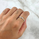 Diamond Patterned Ring 2.55gr / Size 6 3/4 / White Zircons Two-tone 18K Yellow and White Gold