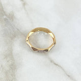 Diamond Patterned Ring 2.55gr / Size 6 3/4 / White Zircons Two-tone 18K Yellow and White Gold